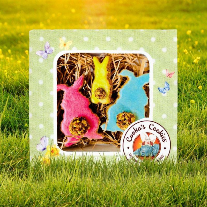 Wielkanocne ciasteczka dla psa 3 szt.     SOMEBUNNY LOVES YOU Easter Box COOKAS COOKIES