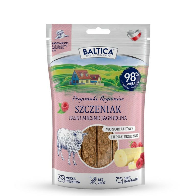 Mięsne paski Szczeniak Jagnięcina 90g     Przysmak regionów BALTICA
