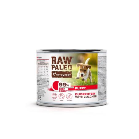 Karma mokra dla szczeniąt wołowina        z królikiem i cukinią 200 g RAW PALEO