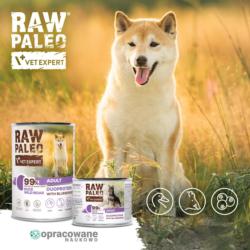 Karma mokra dla psów dorosłych kaczka     z dzikiem i borówką 200 g  RAW PALEO