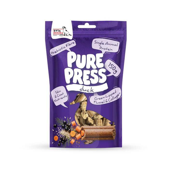 Smaczki tłoczone na zimno pure press      kaczka 150 g SYTA MICHA