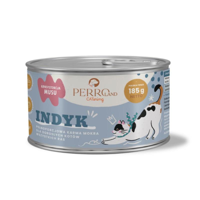 Karma mokra dla kotów Indyk 185g PERRO