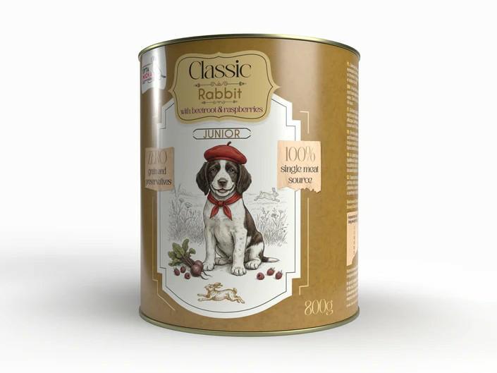 Karma mokra Królik z burakiem i malinami  JUNIOR 800 g CLASSIC SYTA MICHA