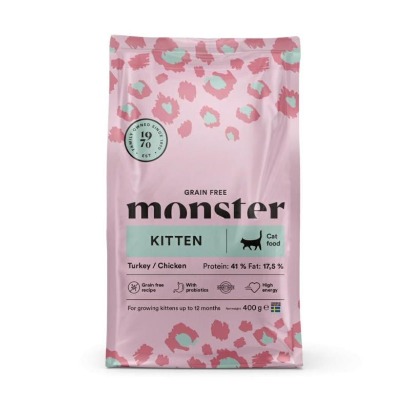 Karma sucha bezzbożowa dla kociąt indyk   i kurczak 400g - Monster Cat Grain Free Kitten  MONSTER