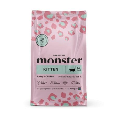 Karma sucha bezzbożowa dla kociąt indyk   i kurczak 400g - Monster Cat Grain Free Kitten  MONSTER