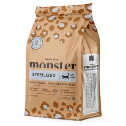 Karma sucha bezzbożowa dla kota po        sterylizacji indyk i kurczak 400g Monster Cat Grain Free Sterilized Turkey&Chicken MON
