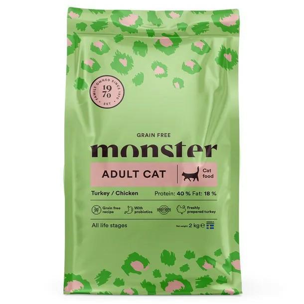 Karma sucha bezzbożowa dla kota indyk     i kurczak 2kg -  Monster Cat Grain Free Adult MONSTER
