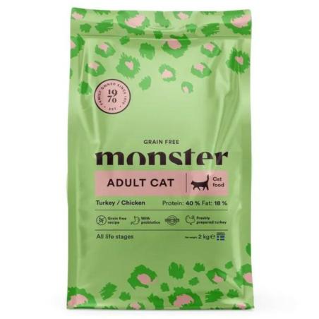Karma sucha bezzbożowa dla kota indyk     i kurczak 2kg -  Monster Cat Grain Free Adult MONSTER