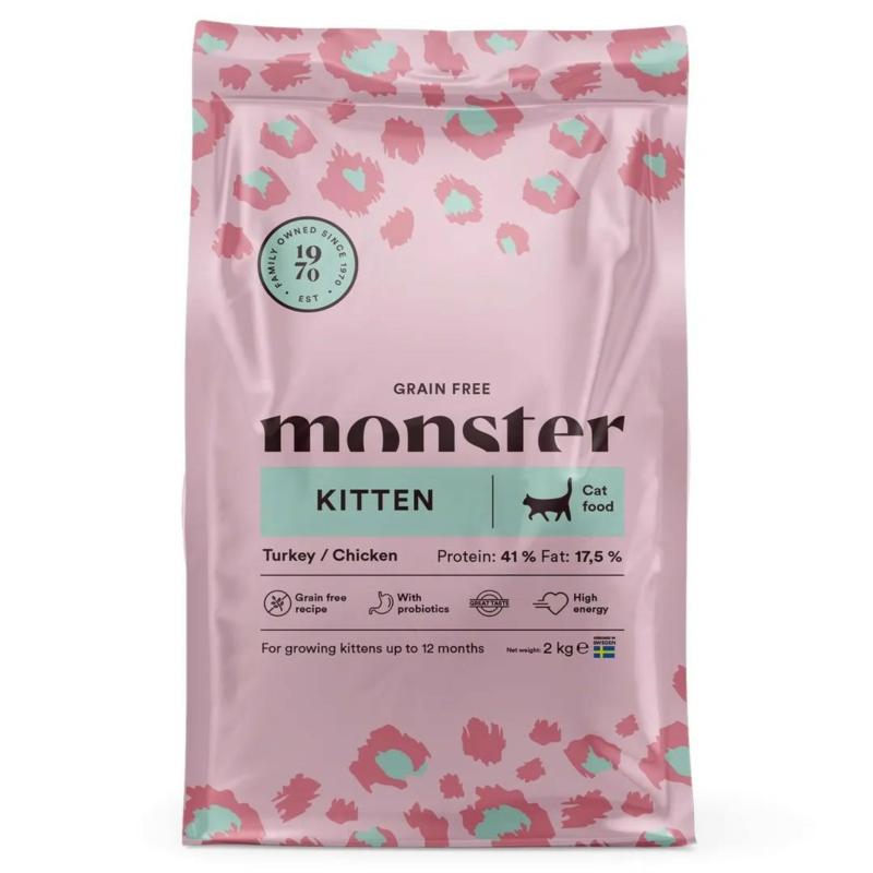 Karma sucha bezzbożowa dla kociąt indyk   i kurczak 2kg - Monster Cat Grain Free Kitten MONSTER