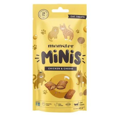 Smaczki dla kota kurczak i ser 60g        Monster Cat Treats Minis Chicken & Cheese MONSTER