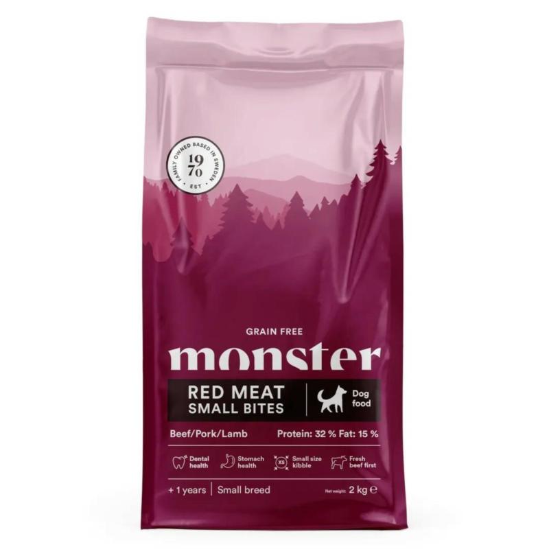 Karma sucha bezzbożowa - czerwone mięso   - psy dorosłe małe rasy 2kg Red Meat Small Bites MONSTER
