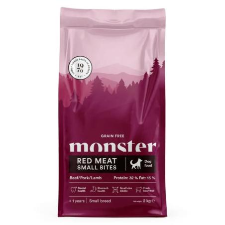 Karma sucha bezzbożowa - czerwone mięso   - psy dorosłe małe rasy 2kg Red Meat Small Bites MONSTER