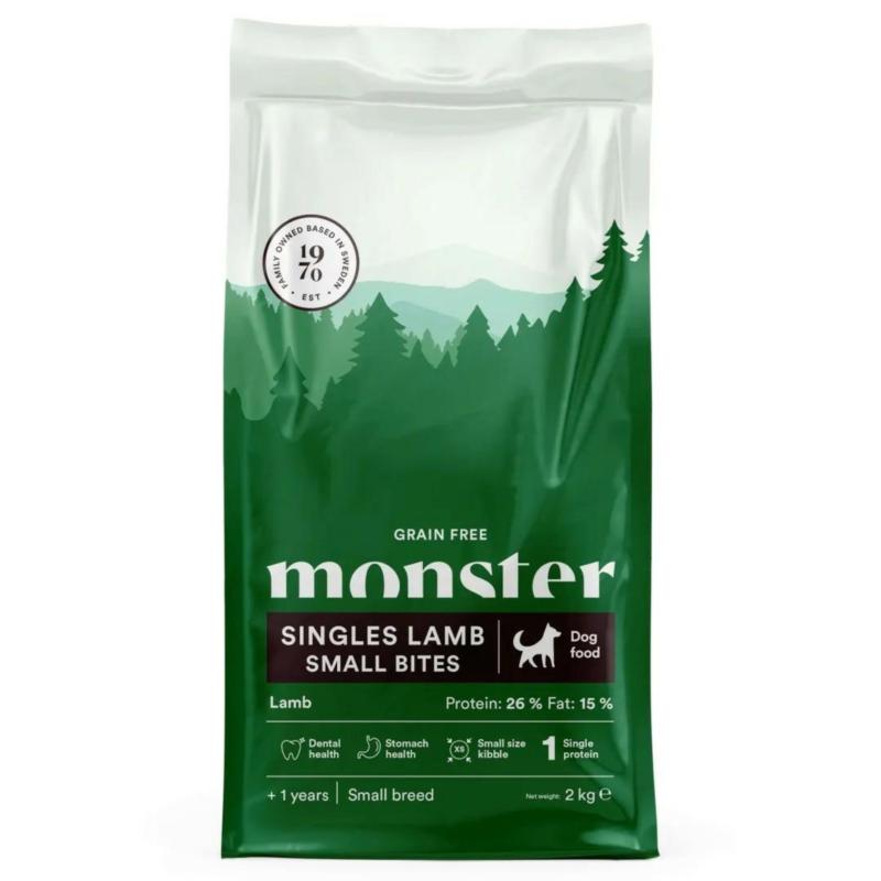Karma sucha bezzbożowa - jagnięcina- psy  dorosłe małe rasy 2kg Singles Lamb Small Bites MONSTER