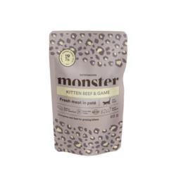 Karma mokra dla kociąt wołowina           i dziczyzna 85g  Monster Cat Pouches Kitten Beef/Game  MONSTER