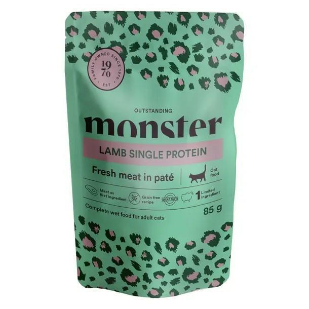 Karma mokra dla kota jagnięcina 85g        Monster Cat Pouches Adult Lamb MONSTER