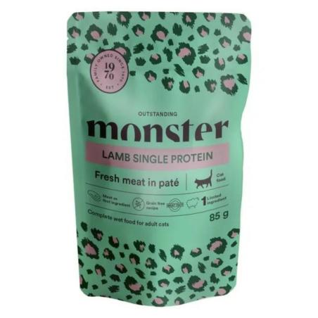 Karma mokra dla kota jagnięcina 85g        Monster Cat Pouches Adult Lamb MONSTER