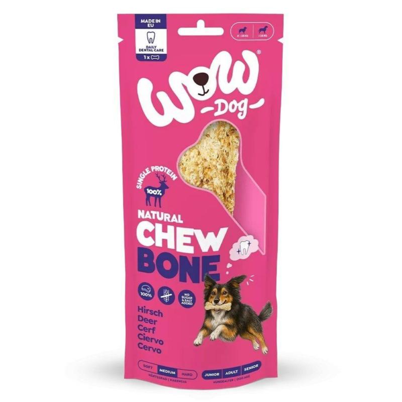 Natural Chew Bone Hirsch - kość do żucia  ze skóry jelenia 80g WOW