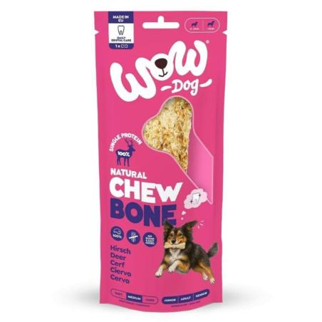 Natural Chew Bone Hirsch - kość do żucia  ze skóry jelenia 80g WOW