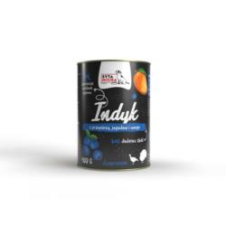 Karma mokra Indyk z przepiórką, jagodami  i mango 400 g SYTA MICHA