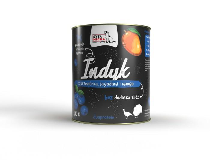 Karma mokra Indyk z przepiórką, jagodami i mango 800 g SYTA MICHA Karma mokra Indyk z przepiórką, jagodami i mango 800 g SYTA MICHA