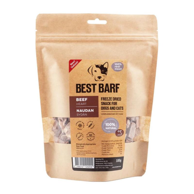 Serca wołowe liofilizowane 100g BEST      BARF