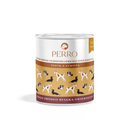 Karma mokra Indyk z cukinią –             monobiałkowa formuła psy dorosłe 850 g PERRO