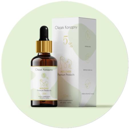 Olejek konopny 5% premium dla psa i kota  30ml PETLOVER