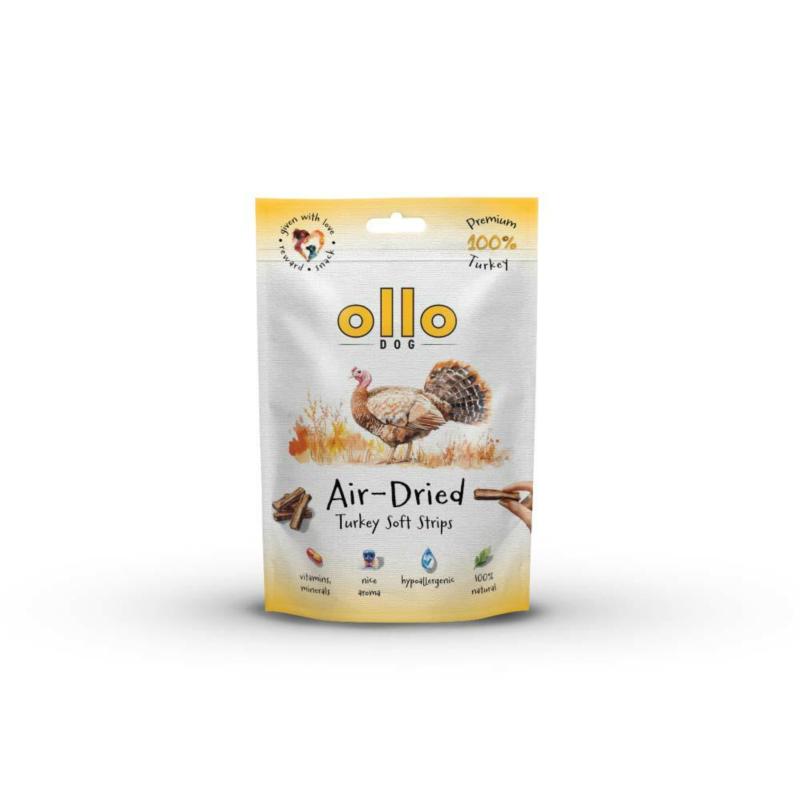 Przysmaki dla psa z indyka air-dried strips 80g OLLO Przysmaki dla psa z indyka air-dried strips 80g OLLO