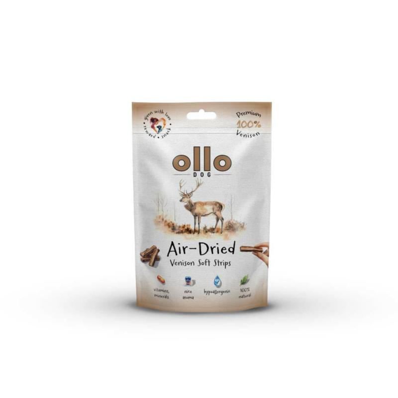 Przysmaki dla psa z jelenia air-dried strips 80g OLLO Przysmaki dla psa z jelenia air-dried strips 80g OLLO
