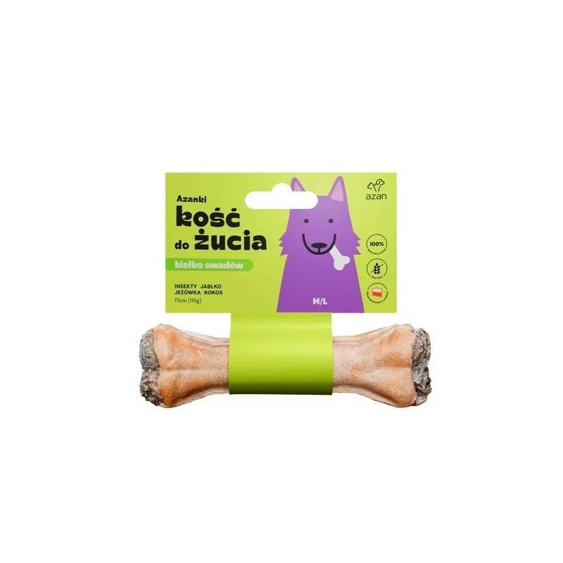 Kość do żucia z insektami, jabłkiem,      jeźówką i kokosem M/L 17cm AZANKI