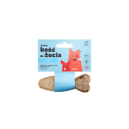 Kość do żucia adult z krewetką            i czarnymi oliwkami w skórze dorsza 12cm AZANKI