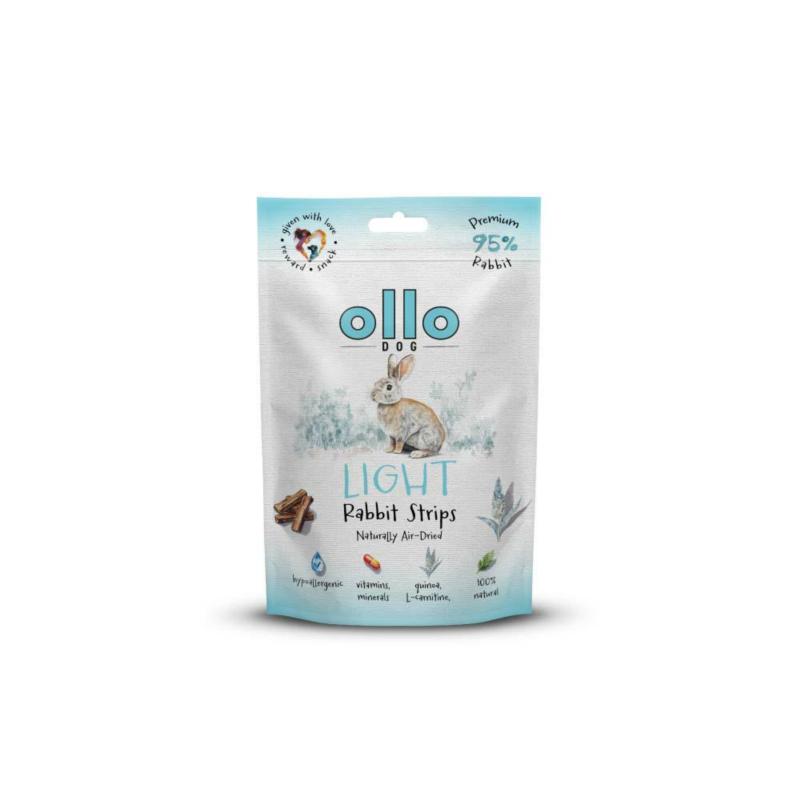 Przysmaki dla psa z królika Light air-dried strips 80g OLLO Przysmaki dla psa z królika Light air-dried strips 80g OLLO