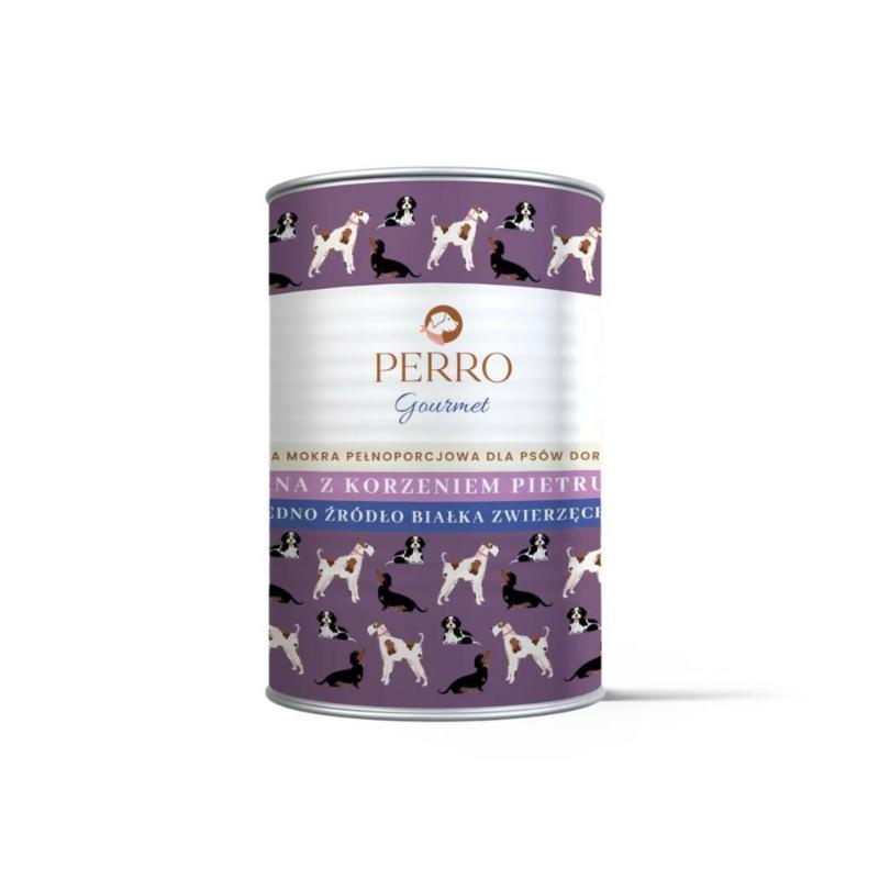 Karma mokra sarna z korzeniem             pietrzuszki - monobiałkowa formuła psy dorosłe 400 g PERRO