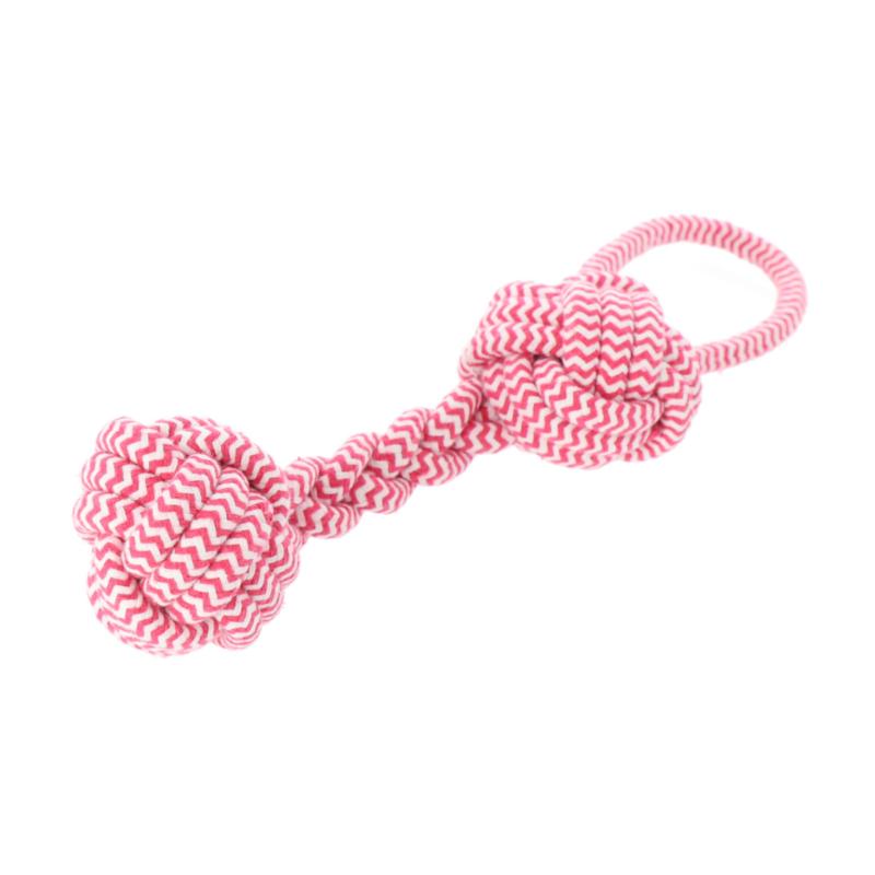 Szarpak ze sznura kość z rączką różowa    35cm DINGO