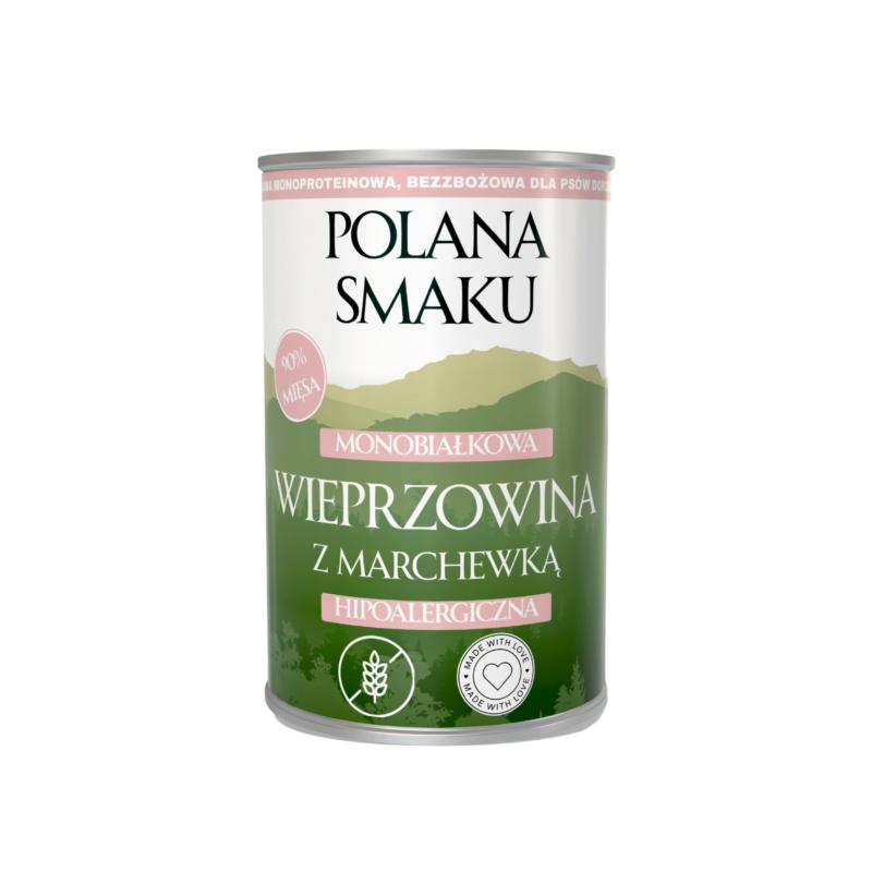 Karma mokra - wieprzowina z marchewką     hipoalergiczna 400 g POLANA SMAKU