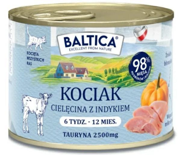 Karma mokra dla kociąt cielęcina          z indykiem 185g  BALTICA