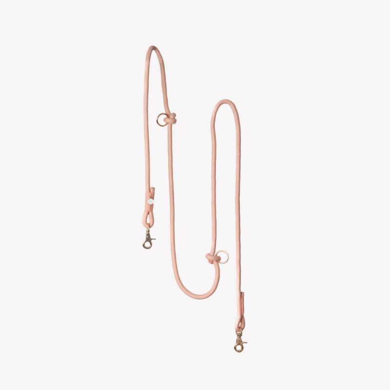 Smycz linowa przepinana hands free        braided powder rose 244 cm FURLOU