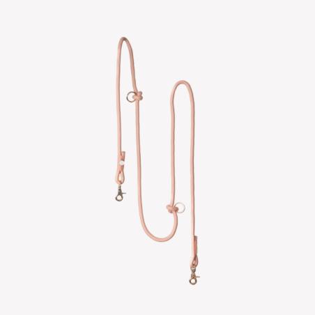 Smycz linowa przepinana hands free        braided powder rose 244 cm FURLOU