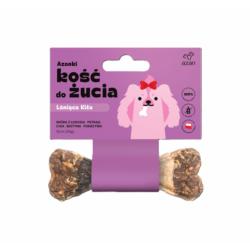 Kość do żucia LŚNIĄCA KITA dla lśniącej   sierści ze skórą z łososia, biotyną i pokrzywą S/M 12cm AZANKI