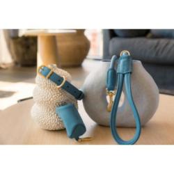 Obroża dla psa z wegańskiej skóry rozm.M  35-55cm Francuski błękit Life Atelier FUZZYARD