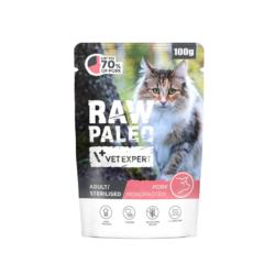 Karma mokra  dla kotów dorosłych          i sterylizowanych wieprzowina 100 g RAW PALEO