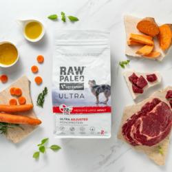 Karma sucha dla psów dorosłych ras        śrenich i dużych wołowina 2 KG RAW PALEO ULTRA