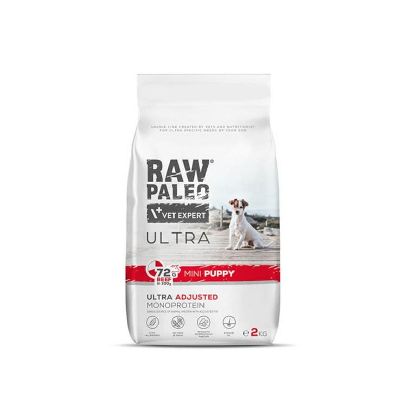 Karma sucha dla szczeniąt ras małych      wołowina 2 kg RAW PALEO ULTRA