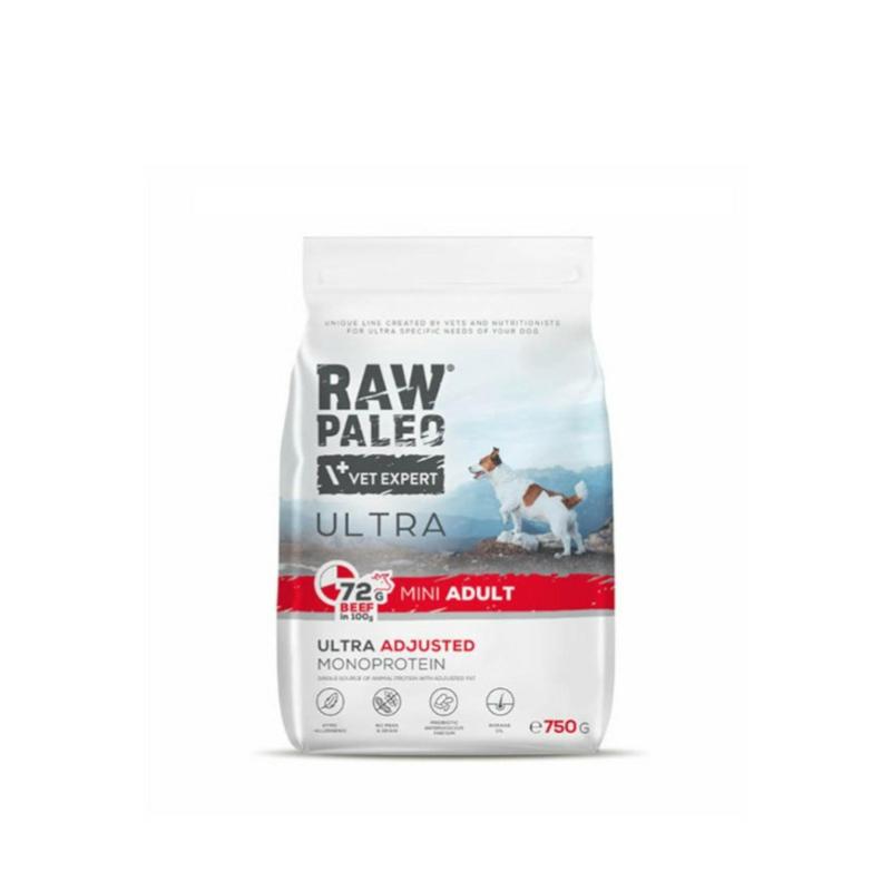 Karma sucha dla psów dorosłych ras        małych wołowina 750 g RAW PALEO ULTRA