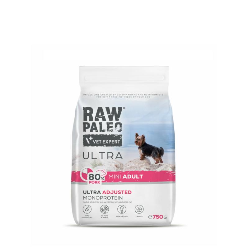 Karma sucha dla psów dorosłych ras        małych wieprzowina 750 g RAW PALEO ULTRA