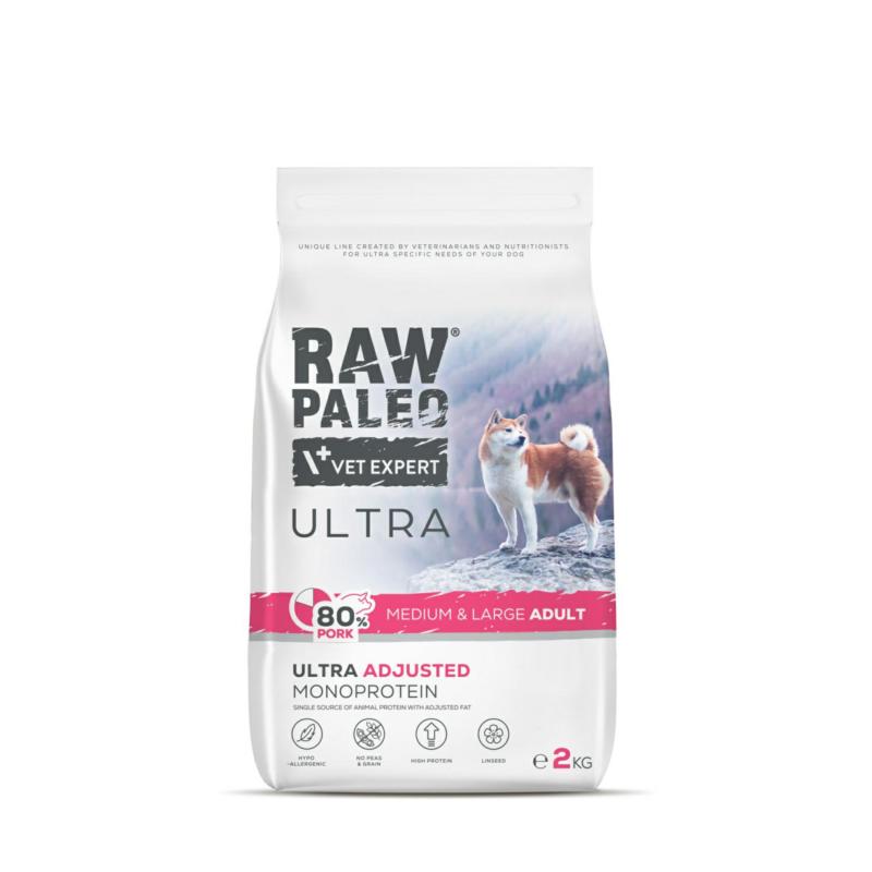 Karma sucha dla psów dorosłyh ras         średnich i dużych wieprzowina 2 kg RAW PALEO ULTRA