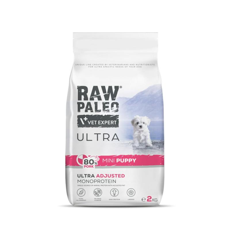 Karma sucha dla szczeniąt ras małych      wieprzowina 2 kg RAW PALEO ULTRA