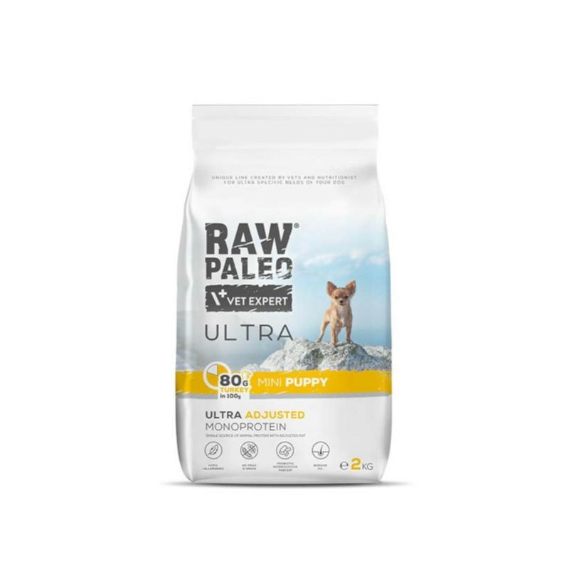 Karma sucha dla szczeniąt ras małych      indyk 2 kg RAW PALEO ULTRA