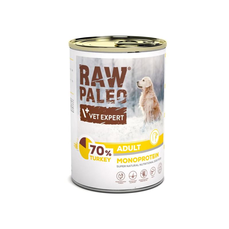 Karma mokra dla psów dorosłych indyk 400  g RAW PALEO