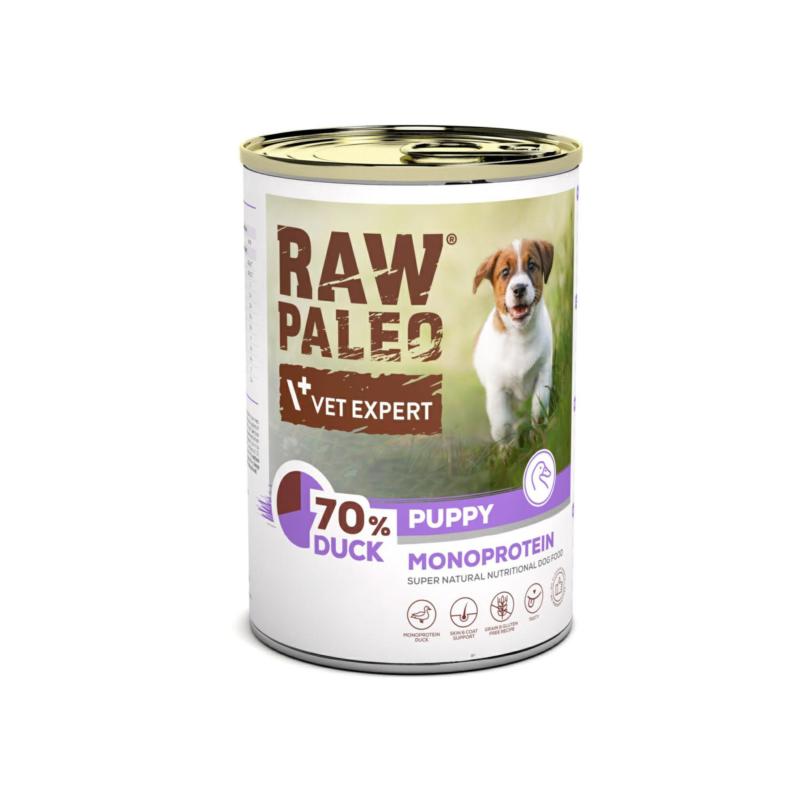 Karma mokra dla szczeniąt kaczka 400      g RAW PALEO